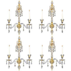 Fine Set of Four Ormolu-Mounted Cut-Glass Wall Lights in Adam Style