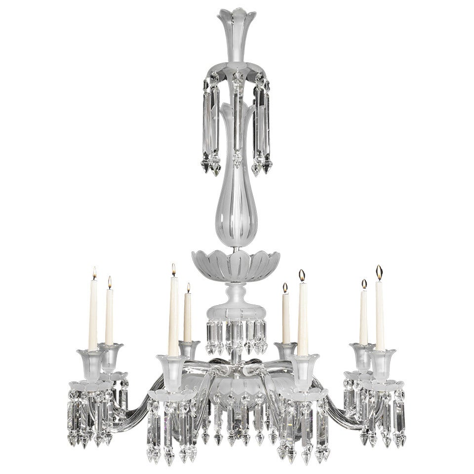 Fine Quality Mid-Victorian Eight-Light Frosted Glass Antique Chandelier