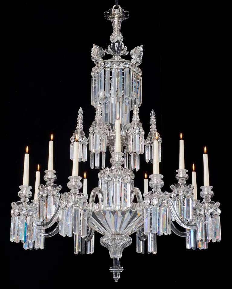 Important William IV Slat Dish Chandelier Attributed to Perry & Co.