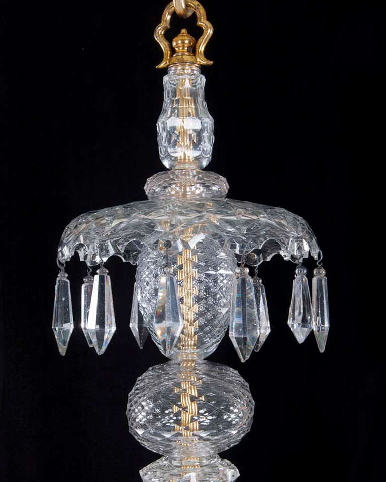 British Important George ll Period, Nine Light, Cut Glass Antique Chandelier