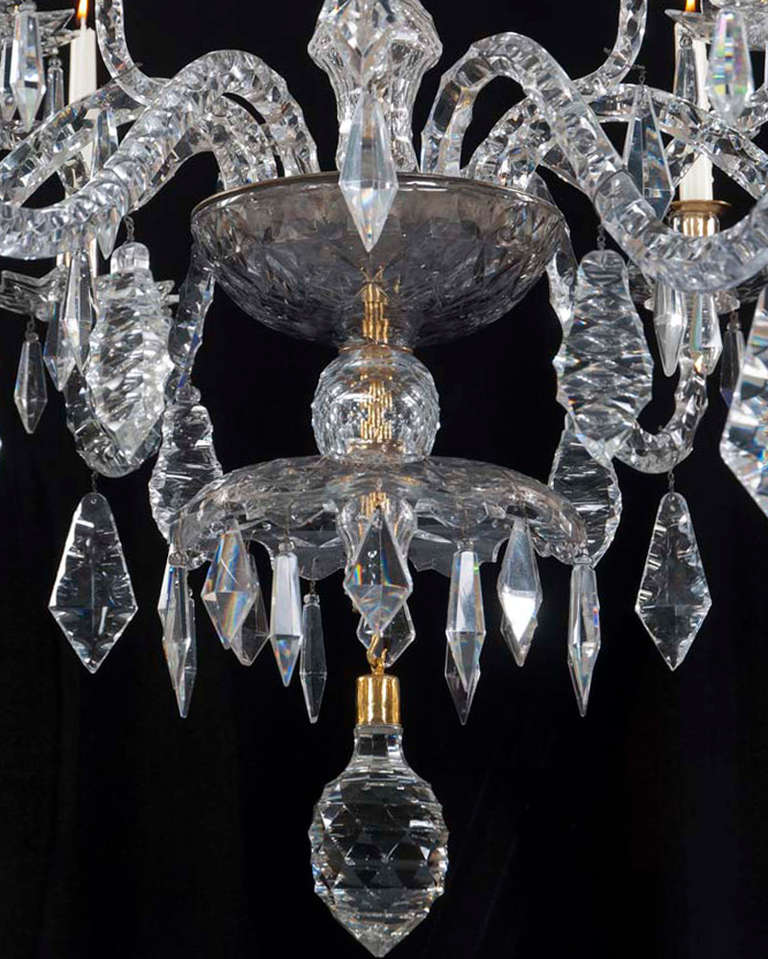 George II Important George ll Period, Nine Light, Cut Glass Antique Chandelier