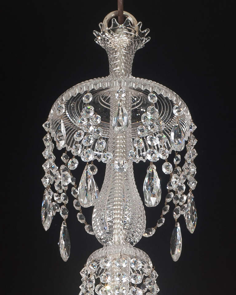 British Fine Pair of Fourteen-Light, Cut-Glass Chandeliers by Perry & Co.