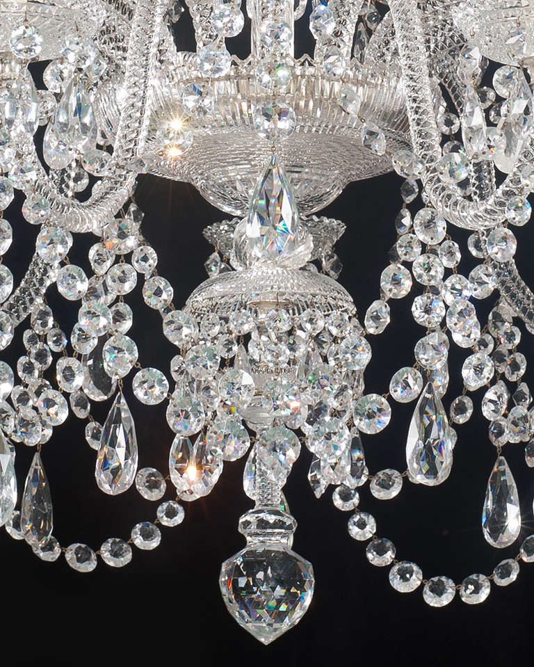 Fine Pair of Fourteen-Light, Cut-Glass Chandeliers by Perry & Co. In Excellent Condition In Steyning, West sussex