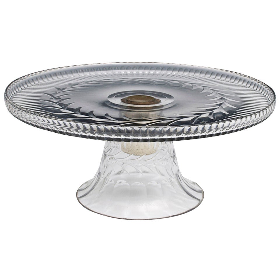 Flute and Bell Flower Cut Glass Georgian Lazy Susan For Sale