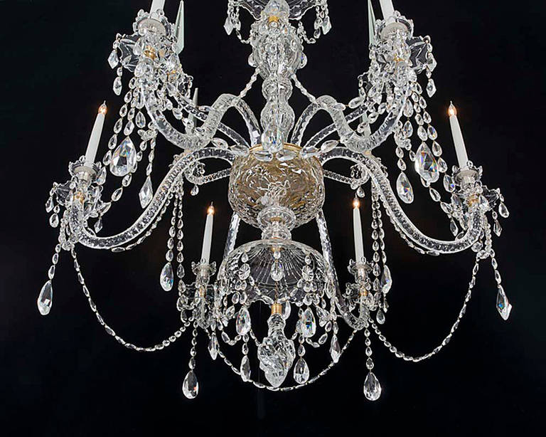 British Fine Six-Light Crystal Chandelier in Adam Style