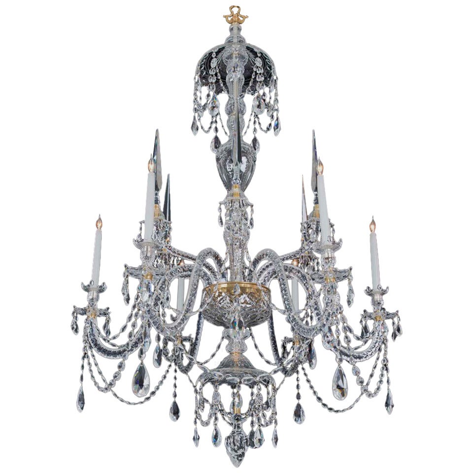 Fine Six-Light Crystal Chandelier in Adam Style