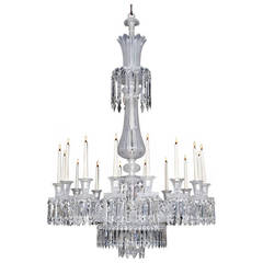 Antique Fine Mid-Victorian Frosted Sixteen-Light Cut-Glass Chandelier