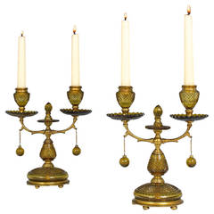 Fine Pair of English Amber Color Candelabra by F&C Osler