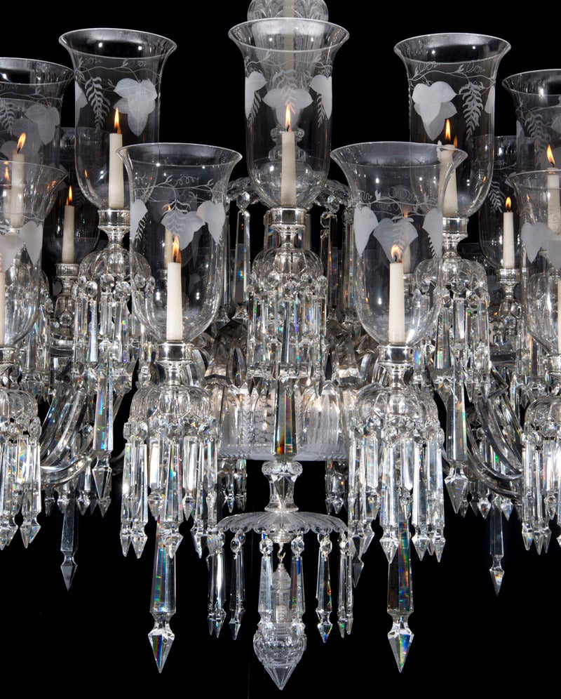 Great Britain (UK) Victorian Engraved Period Crystal Chandelier