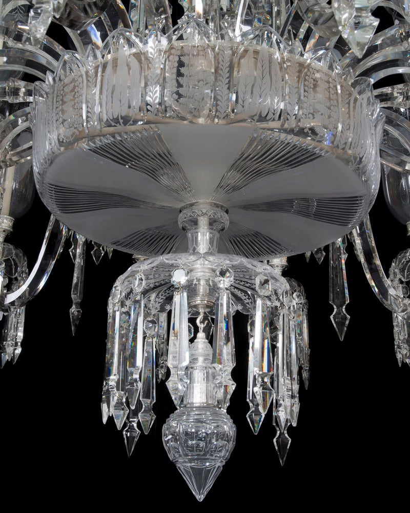Late 19th Century Victorian Engraved Period Crystal Chandelier