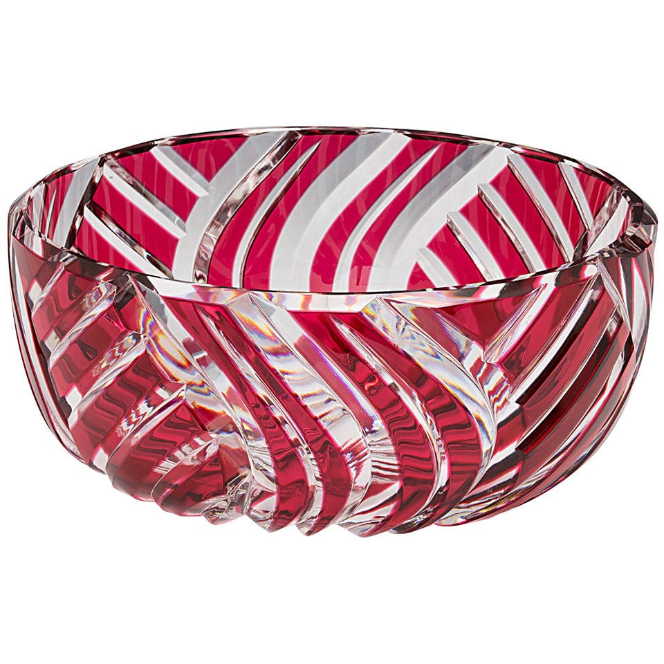 Fine Ruby Red Cut Crystal Bowl by Val St Lambert