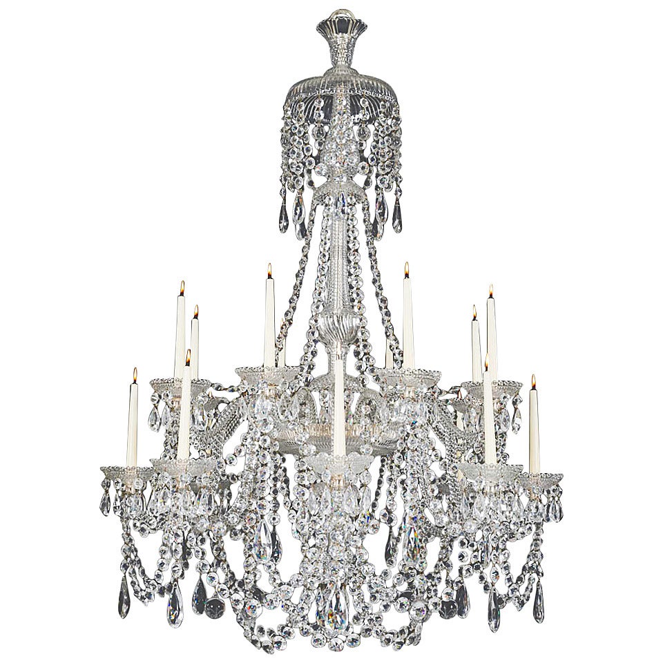 Victorian Sixteen-Light Cut Glass Antique Chandelier by Perry & Co
