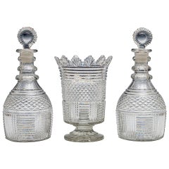 Pair of Regency Decanters with Matching Vase