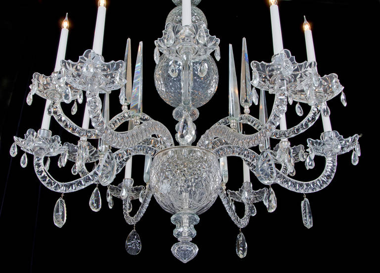 Fine Quality, TwelveLight CutGlass Antique Chandelier of II