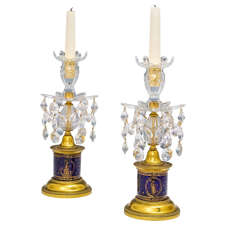 Pair of English George III Period Drum Base Candlesticks For Sale