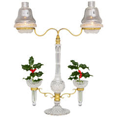 A Single Victorian Crickt Light With Posy Vases