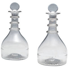 Marked Pair of Georgian Cork Glass Co. Decanters