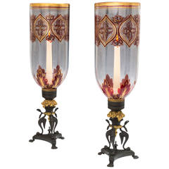 Antique Pair of Regency Storm Shade Candlesticks by Cheney