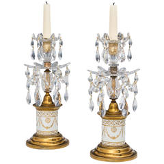 A Pair Of George III Porcelain Base Candlesticks