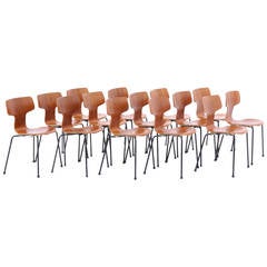 Arne Jacobsen Teak #3103 Stacking Chairs. Set of 12. 5