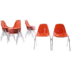 Set of 14 Eames for Herman Miller Fiberglass Stacking Chairs