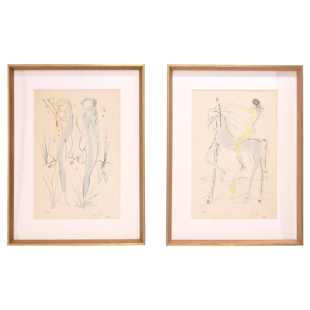 Salvador Dali Original Signed Lithographs with Applied Gold, Archival