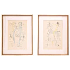 Salvador Dali Original Signed Lithographs with Applied Gold, Archival Framing