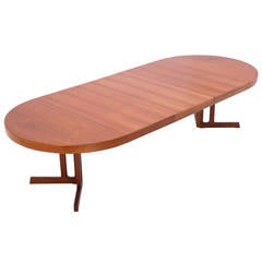 Danish Modern Teak Extendable Dining Table Attributed to Kurt Ostervig