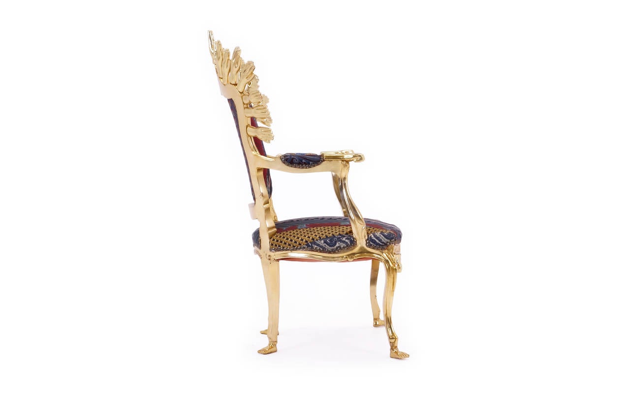 Modern One of a Kind Pedro Friedeberg Hands and Ties Chair Gold Leaf For Sale