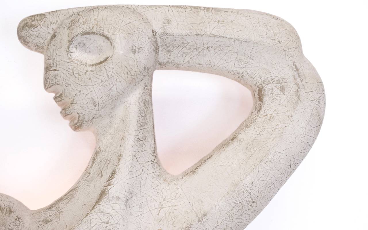 Plaster Frederic Weinberg Two Figures Wall Sculpture Light Fixture