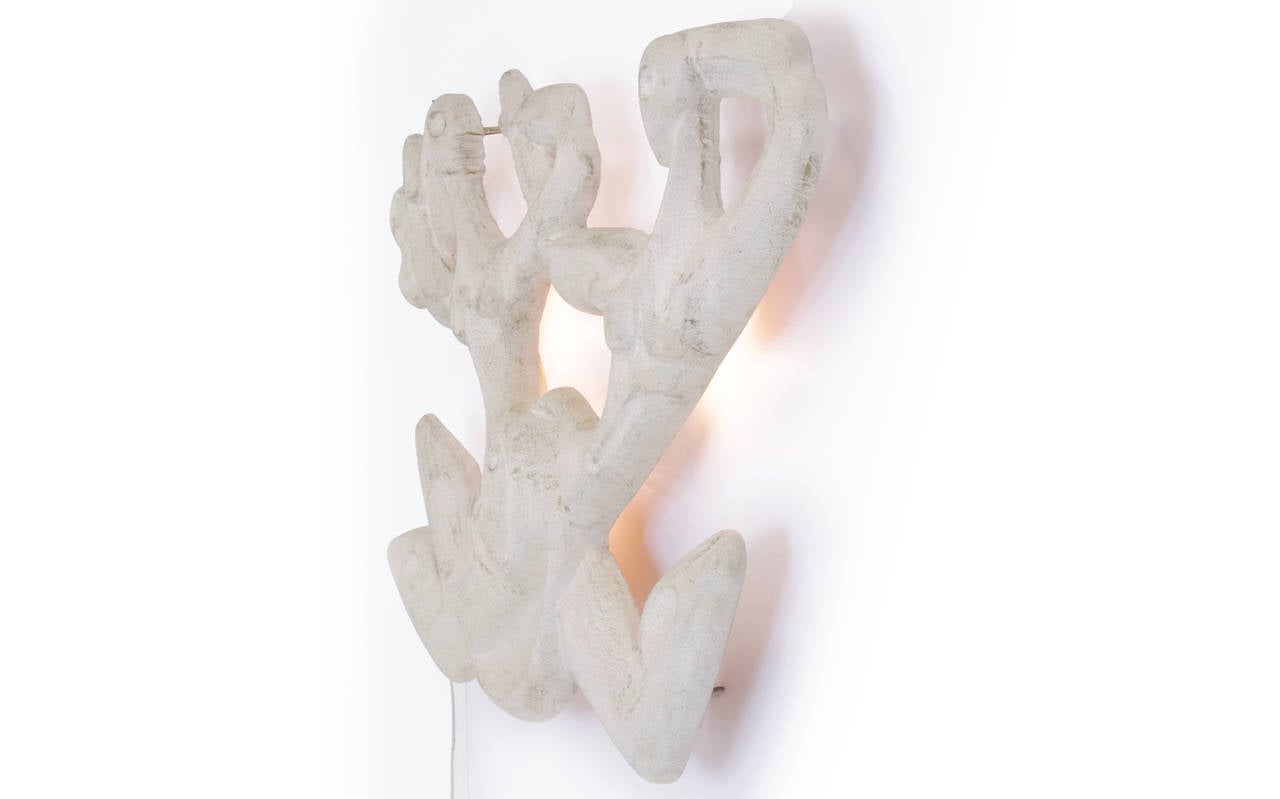 Mid-Century Modern Frederic Weinberg Two Figures Wall Sculpture Light Fixture