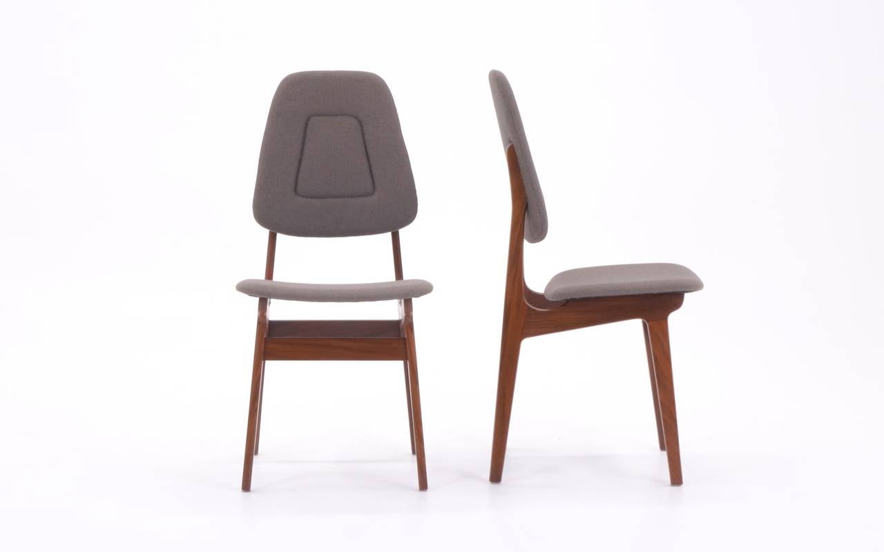 Norwegian Set of Ten Scandinavian Dining Chairs Walnut Frames New Upholstery