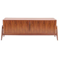 Rosewood Credenza with Tambour Doors Attributed to Finn Juhl.  Very Large.