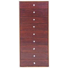 Rare Rosewood and Teak George Nelson, Thin Edge Nine-Drawer Jewelry Chest, 1954