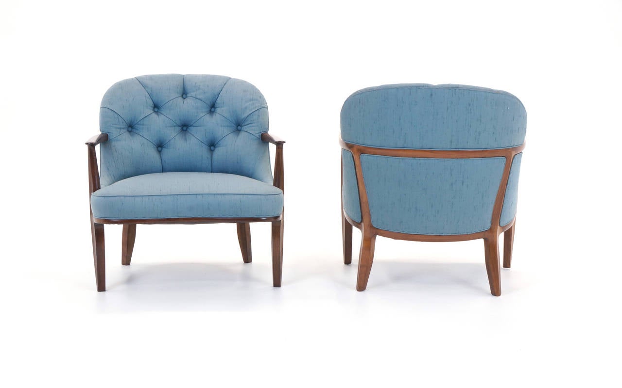 American Pair of Janus Club Chairs Designed by Edward Wormely for Dunbar. 