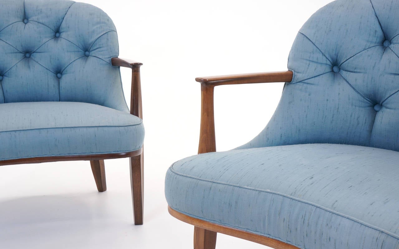 Pair of Janus Club Chairs Designed by Edward Wormely for Dunbar.  In Good Condition In Kansas City, MO