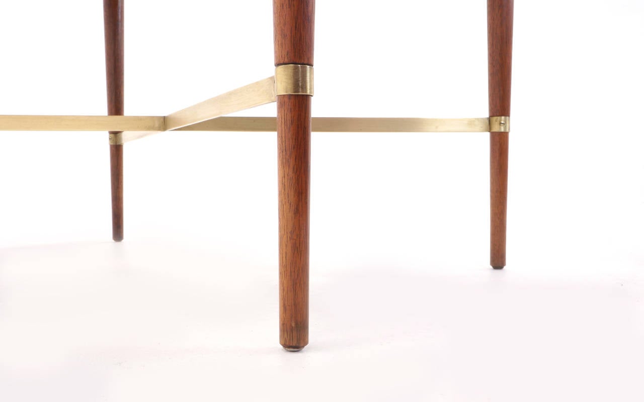 Paul McCobb Side or End Table with Brass Cross Stretchers 1