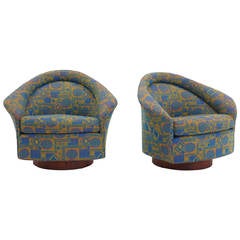 Pair of Original Adrian Pearsall for Craft Associates Swivel Club Lounge Chairs