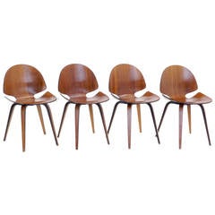 Rare Set of Four George Milhauser for Plycraft Bentwood Dining Chairs