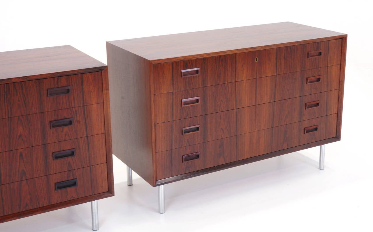 Mid-Century Modern Pair of Arne Vodders Rosewood Chests or Night Stands