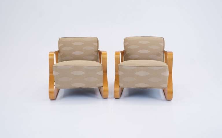 Mid-Century Modern Lounge Armchair 44 Pair, Alvar Aalto for Artek