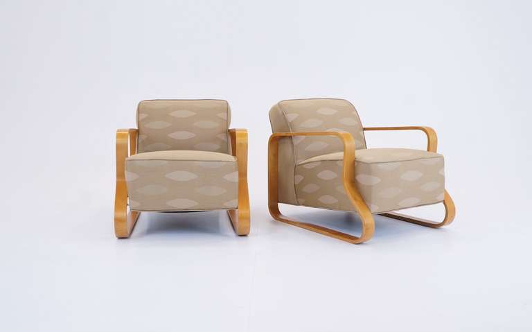 Vintage pair of Alva Aalto lounge chairs 44.  Newly restored.