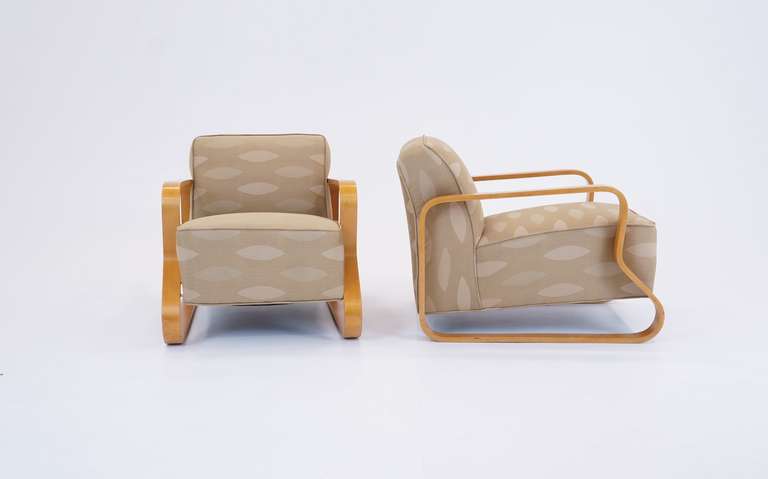 Finnish Lounge Armchair 44 Pair, Alvar Aalto for Artek