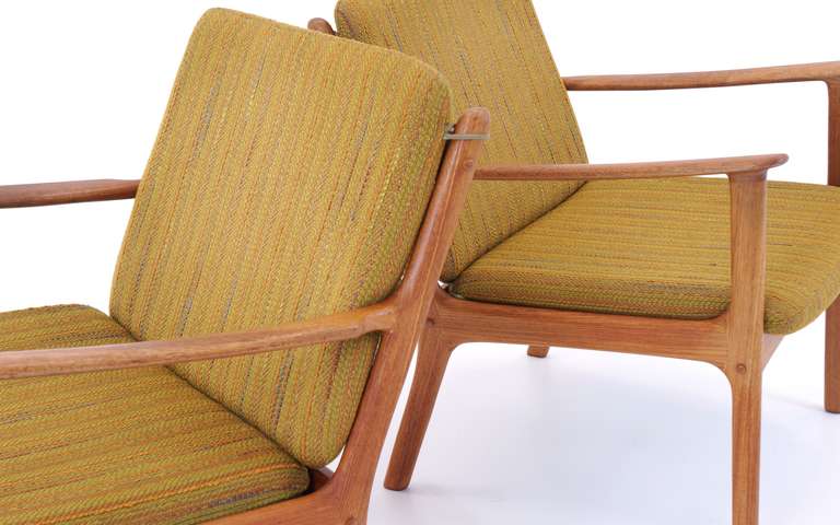 All original, signed Ole Wanscher for P. Jeppesens danish modern lounge chairs