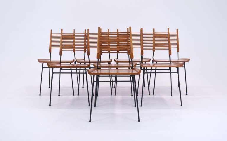 Paul McCobb Shovel Chairs for Winchendon.  Set of eight.  Solid maple and wrought iron construction.  A beautiful matched set.