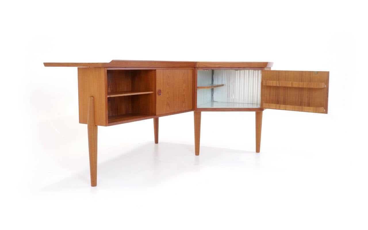 Danish Arne Vodder Teak Desk with Built in Bar