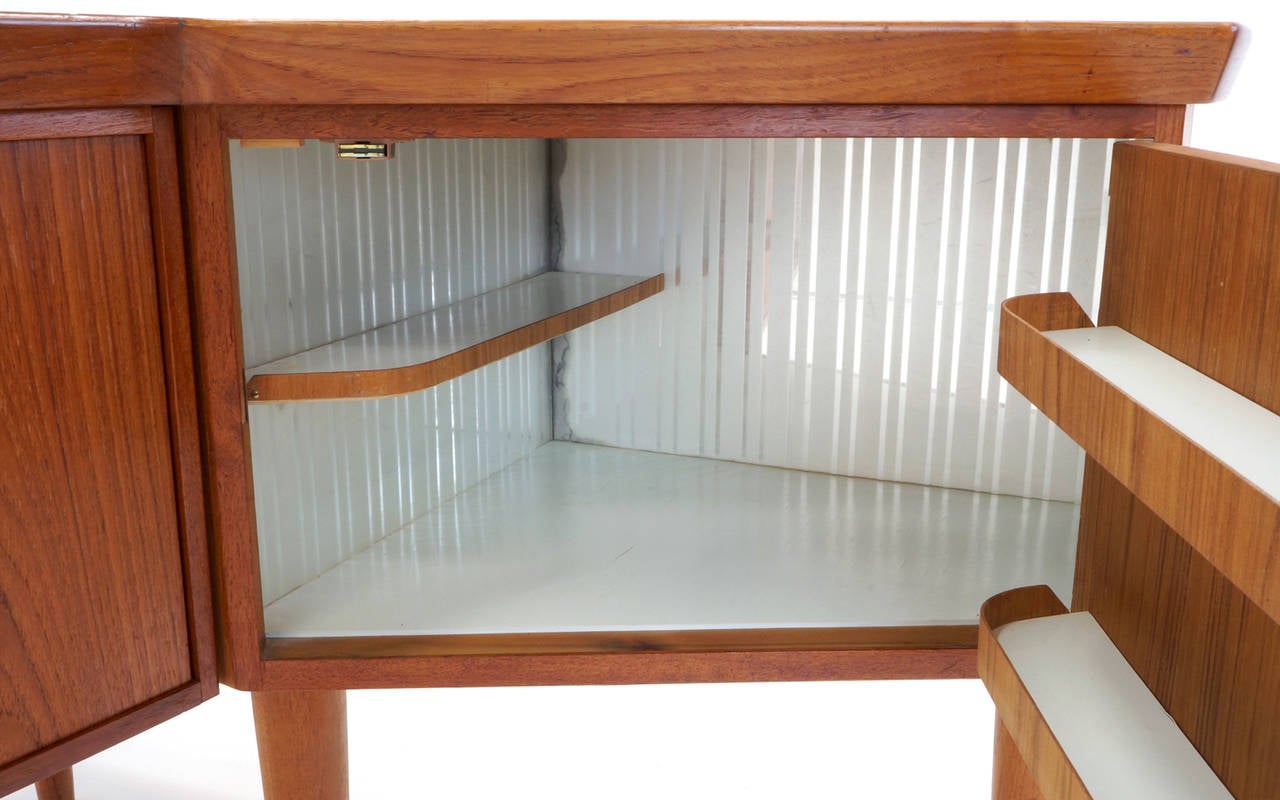 Mirror Arne Vodder Teak Desk with Built in Bar