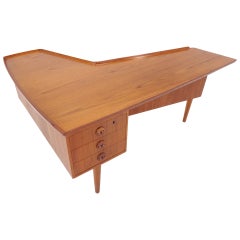 Arne Vodder Teak Desk with Built in Bar