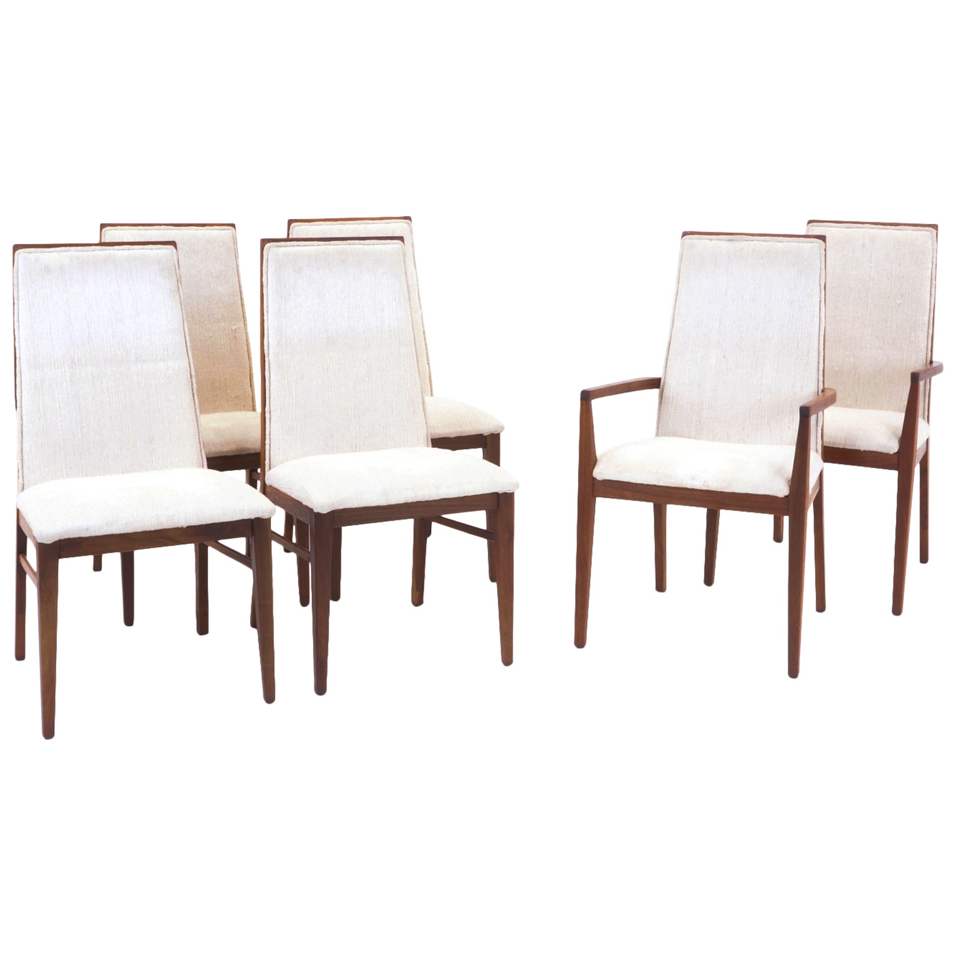 Set of Six Milo Baughman for Dillingham Walnut Dining Chairs