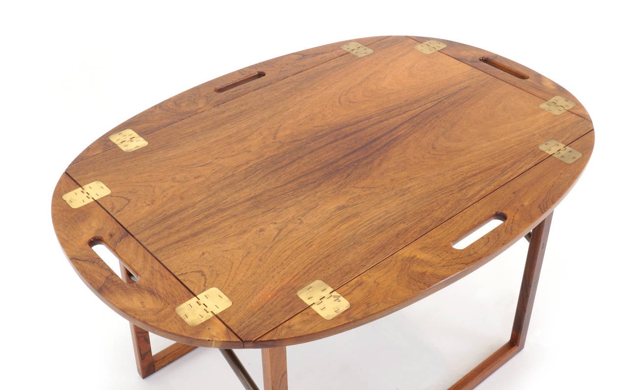 Danish Rosewood and Brass Tray / Butlers Table by Svend Langkilde for Illums Bolighus